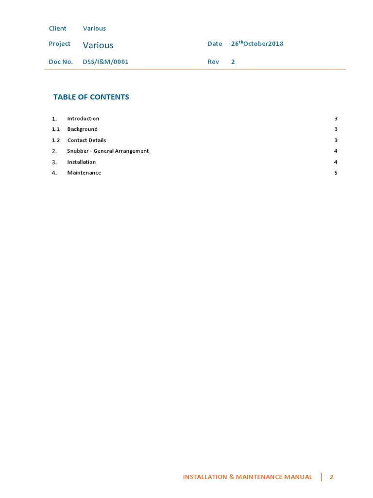 Snubber Installation & Maintenance Procedure Rev 2 PDF Applied And