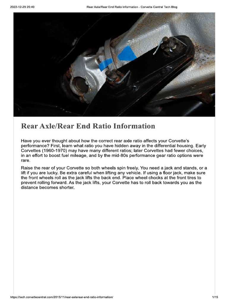 Rear Axle Rear End Ratio Information PDF