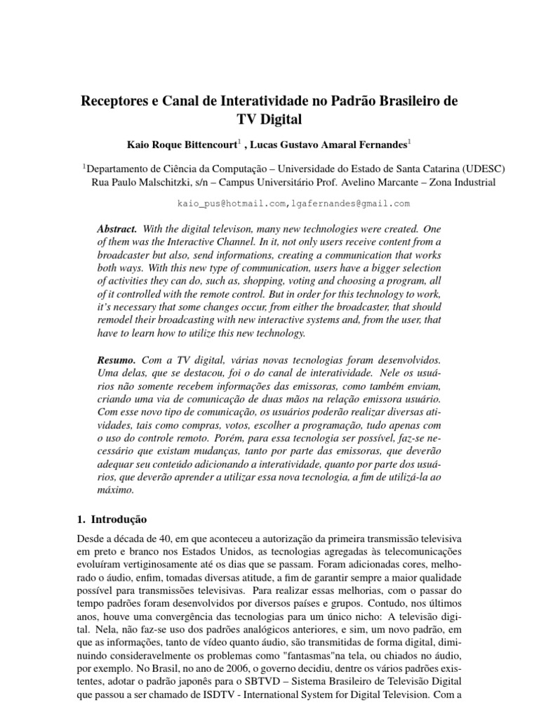 SBC Template PDF Televisão digital Comunicação