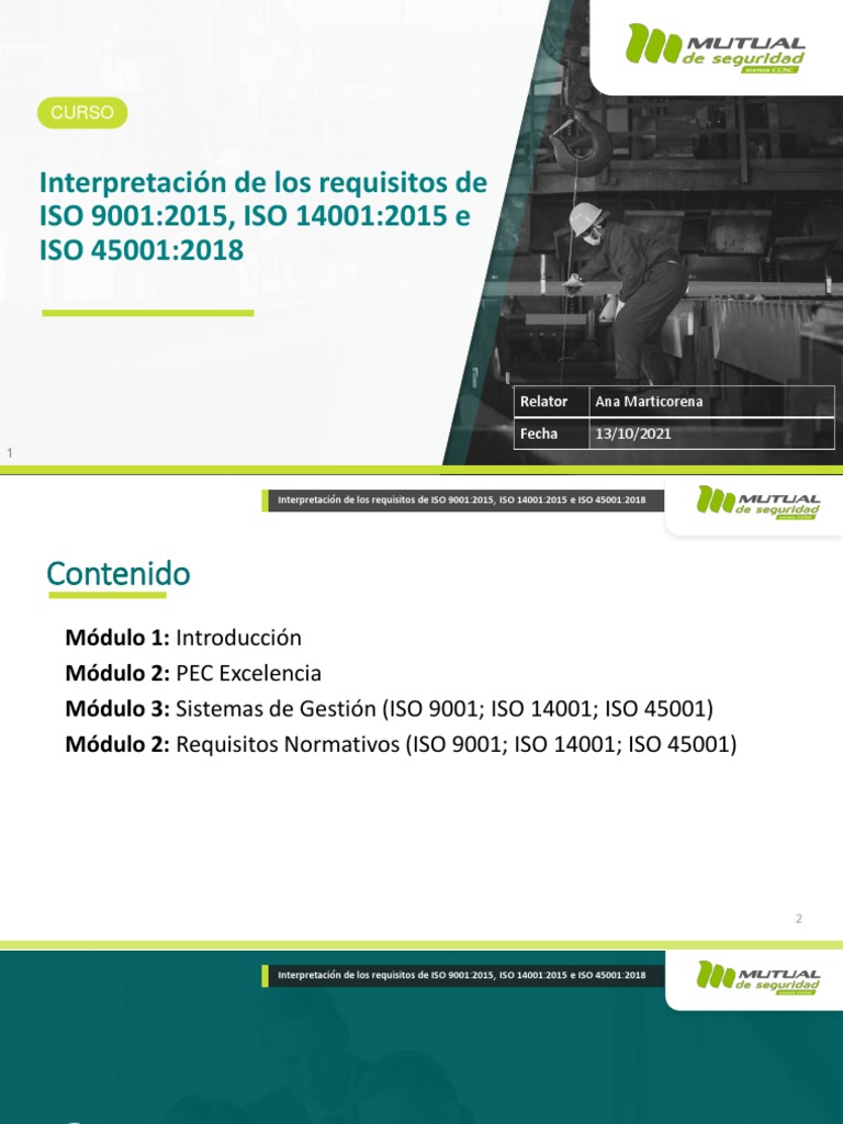 Curso Trinorma: ISO 9001, 14001 y 45001 | PDF | Riesgo | Evaluación de ...