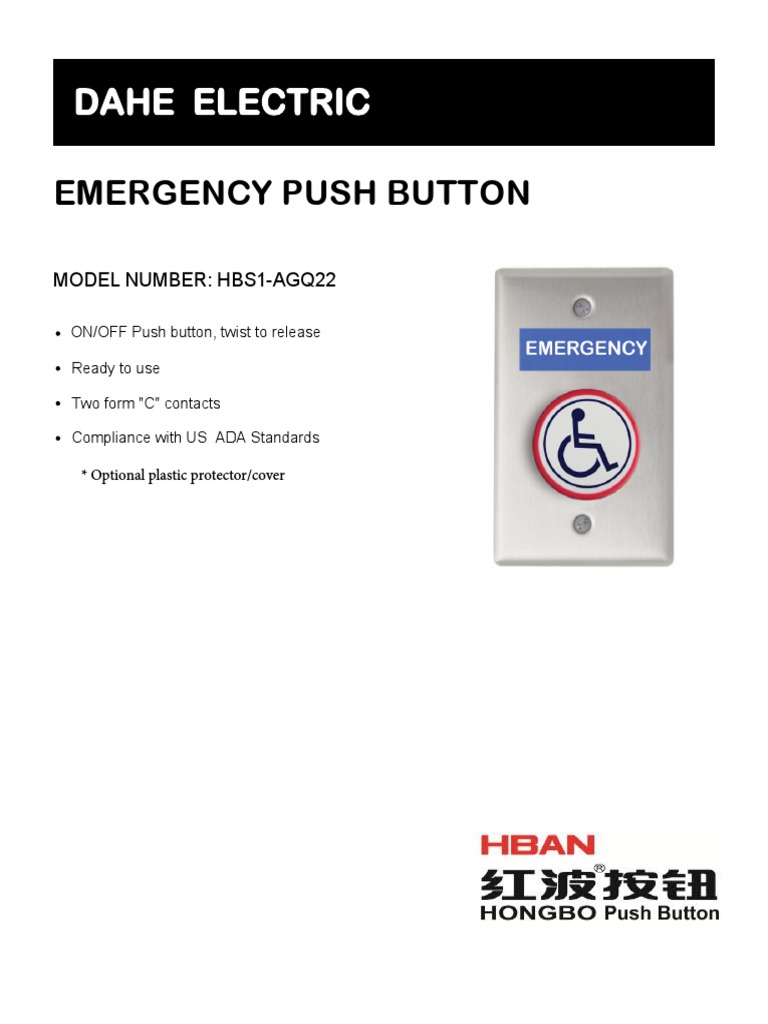 Emergency Push Button HBS1-AGQ22 | PDF