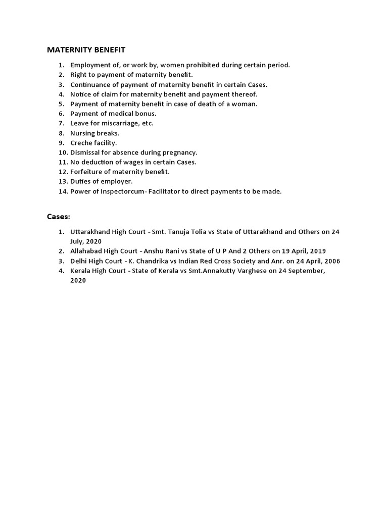 Maternity Benefit PDF Employment Judgment (Law)