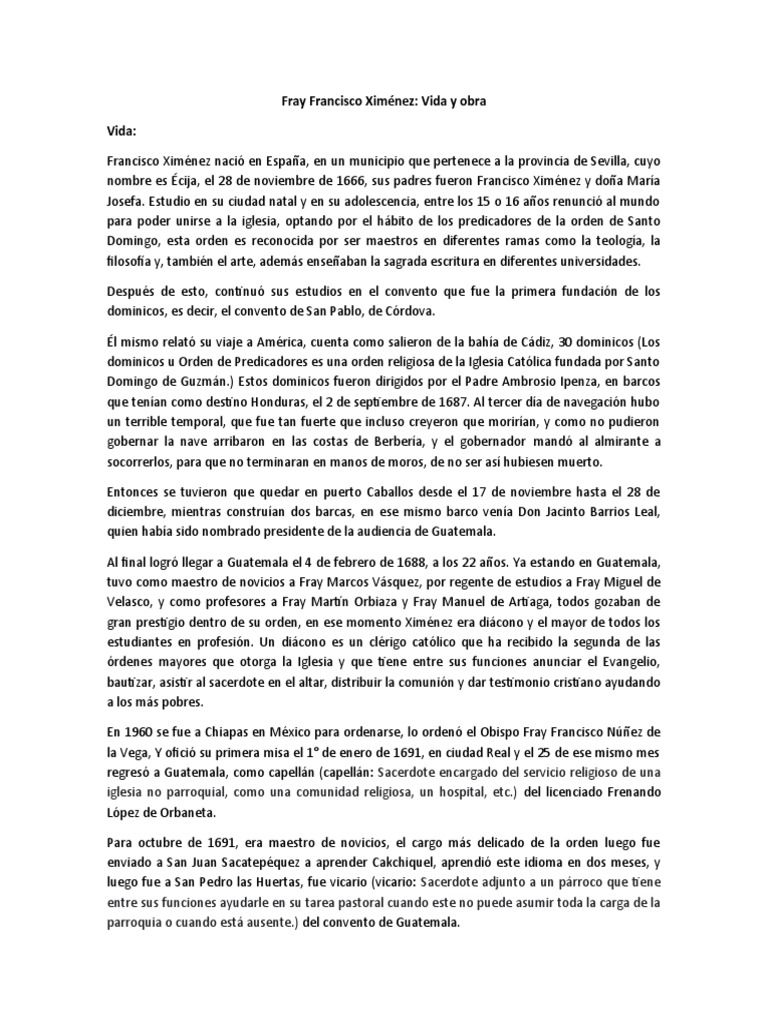 Fray Francisco Ximénez PDF