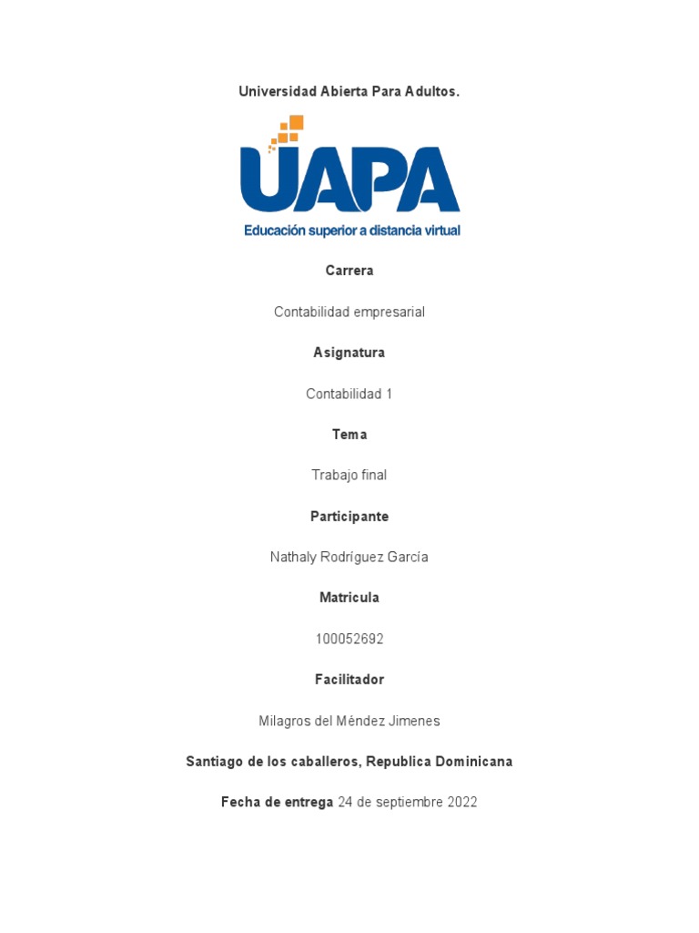Trabajo Final de Contabilidad 1 | PDF | Finanzas y dinero