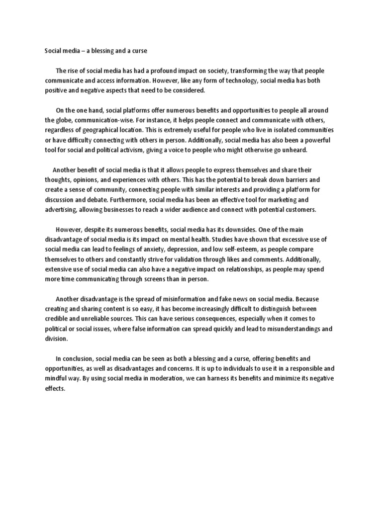 Social Media - For and Against Essay | PDF | Social Media | Popular ...