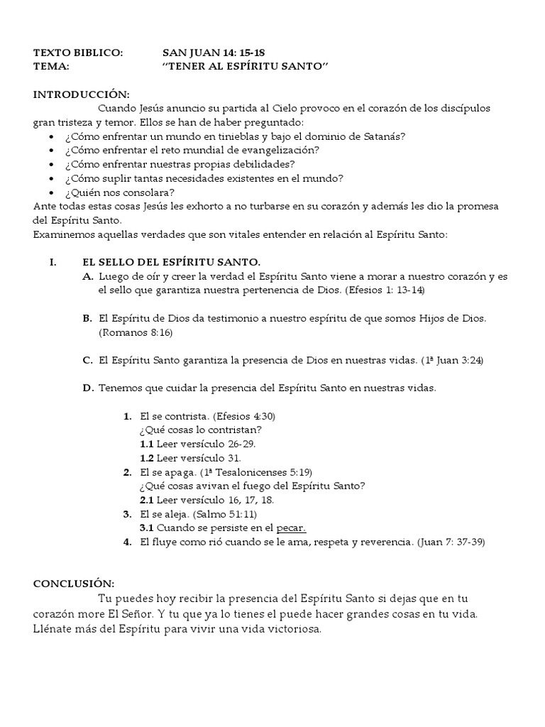 El Don del Espíritu Santo en Nosotros | PDF
