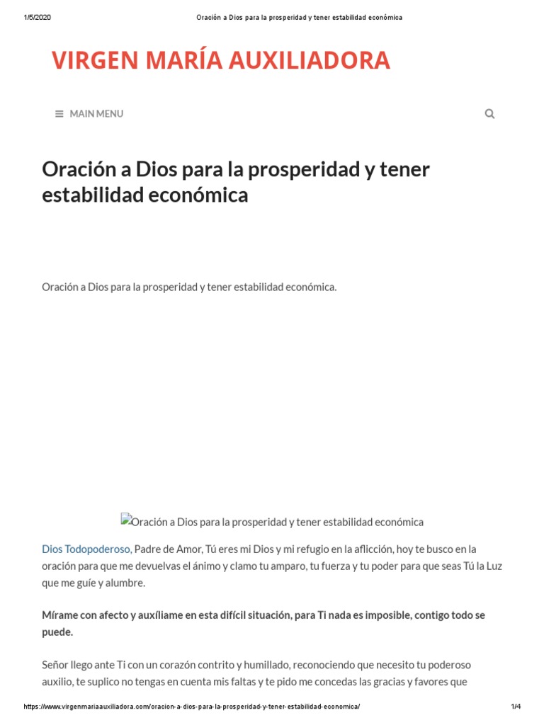 Oración A Dios para La Prosperidad y Tener Estabilidad Económica | PDF ...