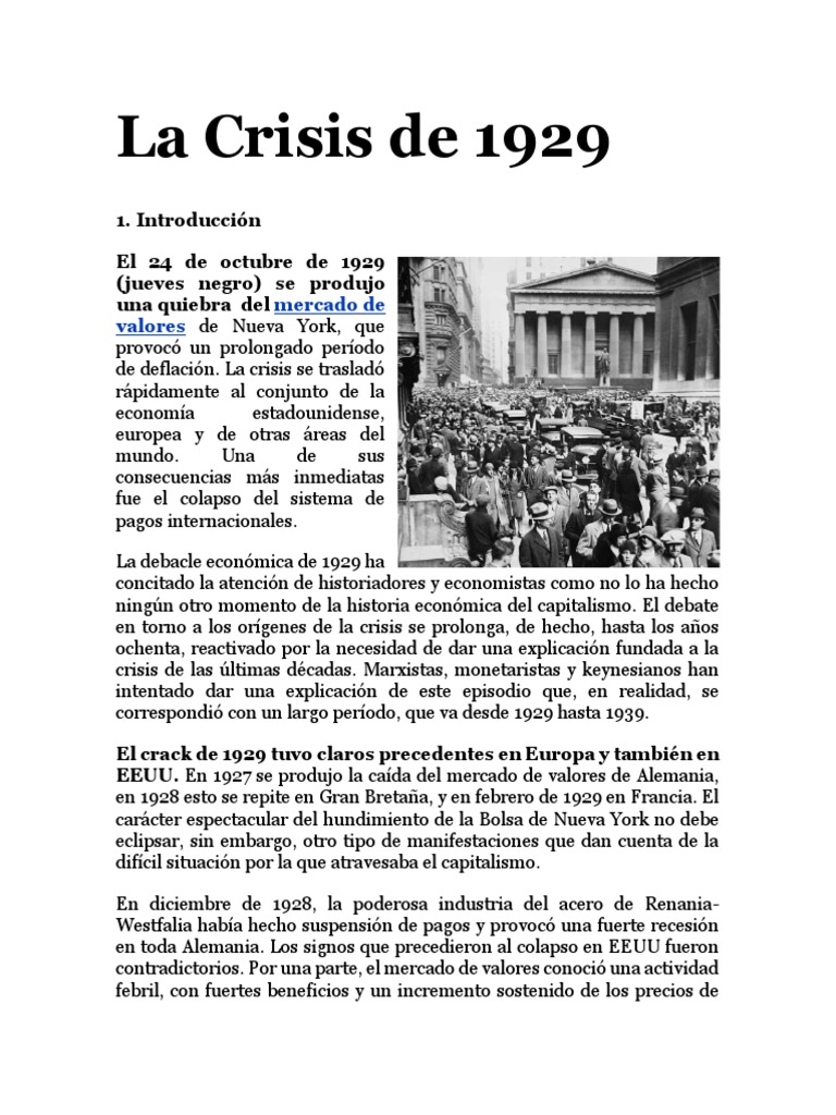 La Crisis de 1929 | PDF | Gran depresion | Nuevo acuerdo