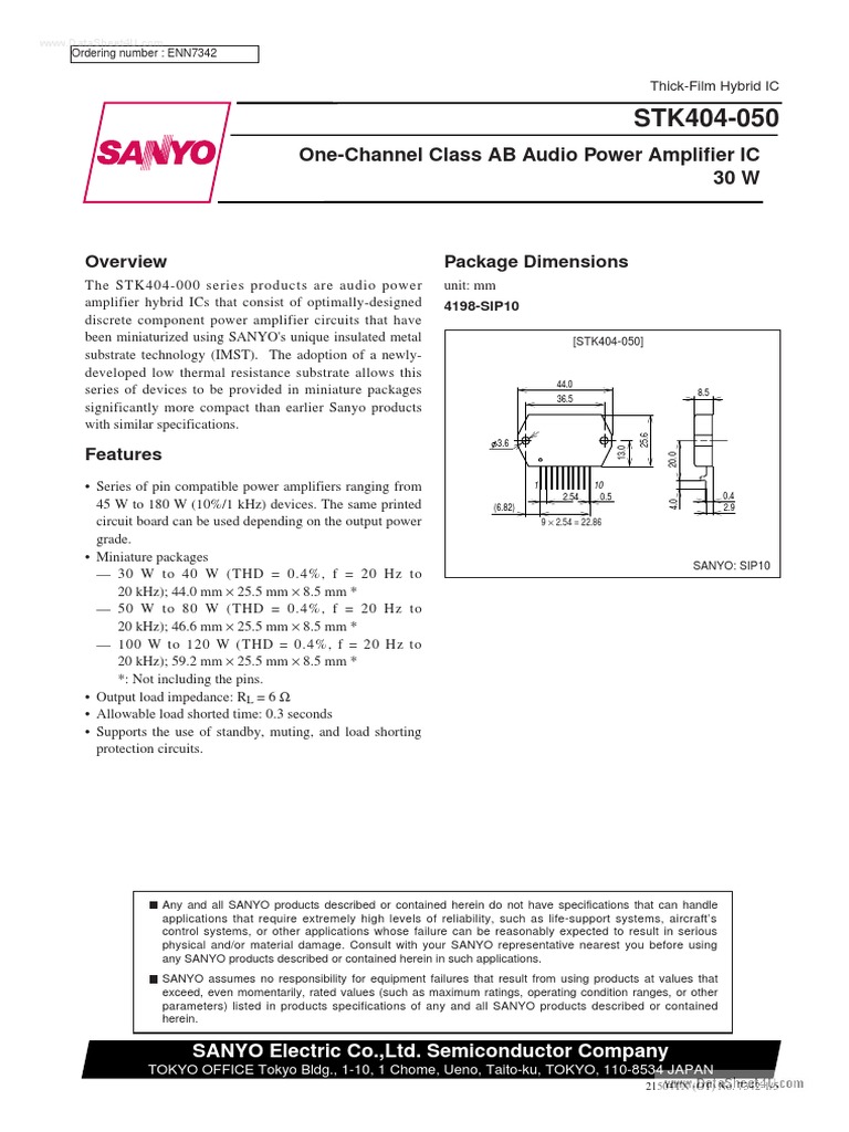 STK404-100 Amplificatore Audio Sanyo - IC Tirato Originale Da Apparecchiatura