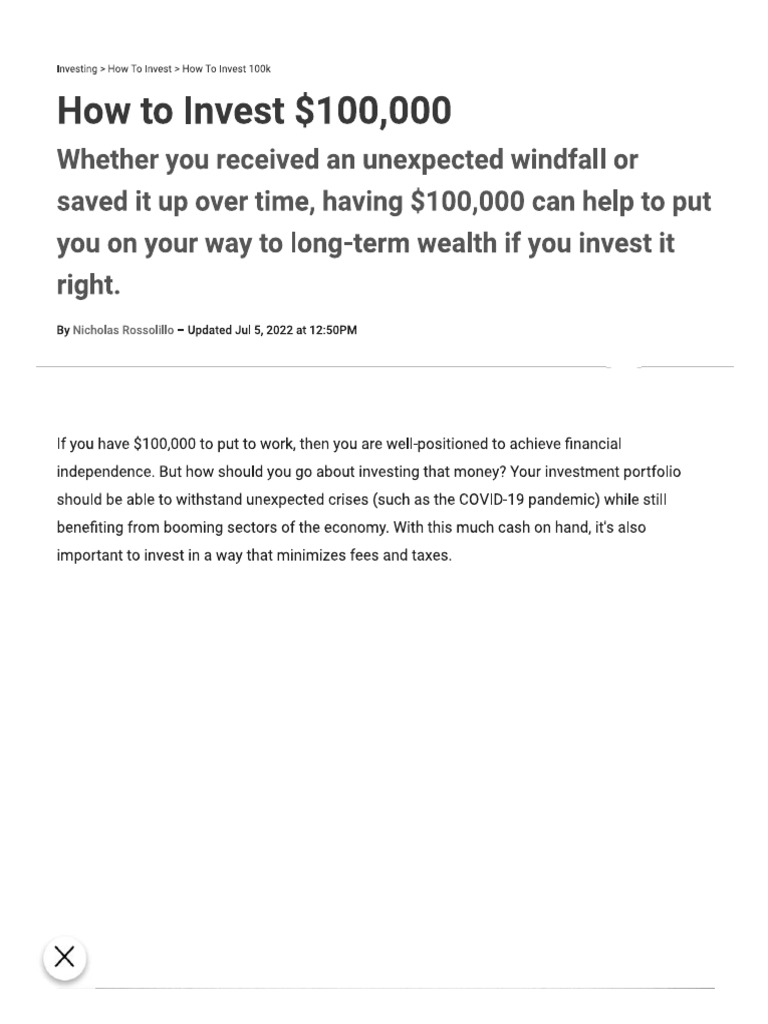 How To Invest 100 000 Pdf