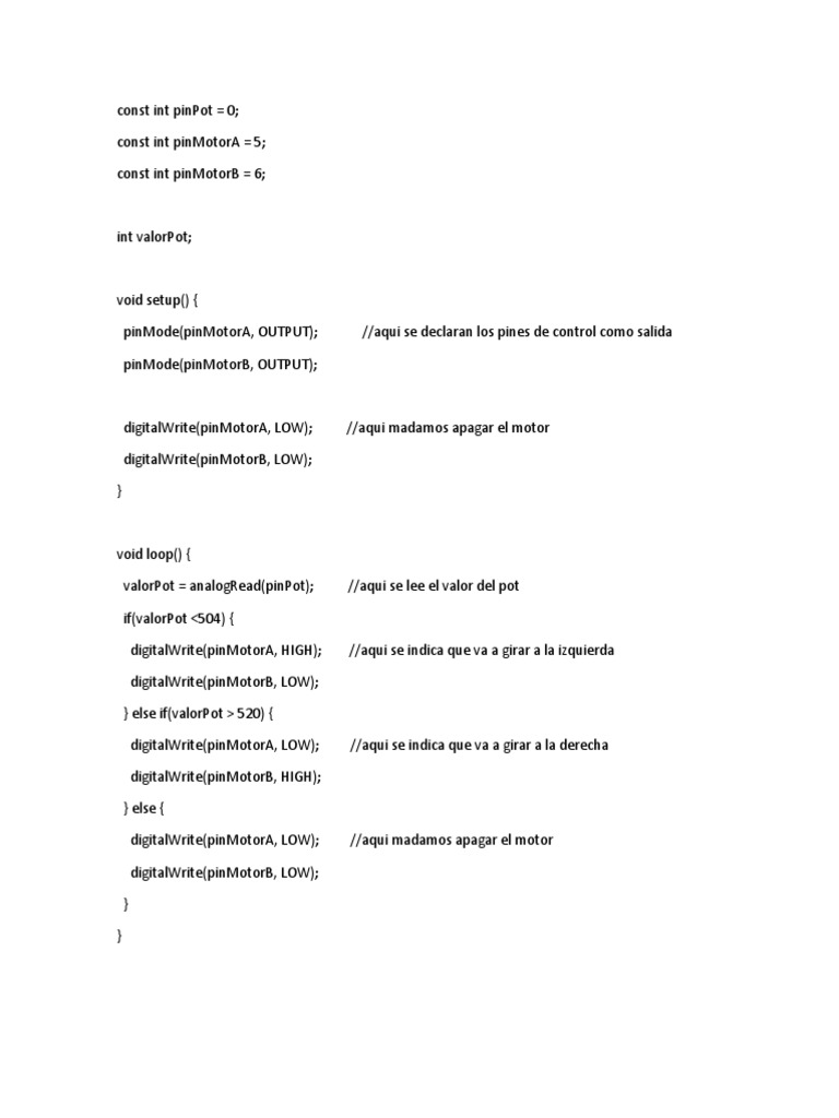Control de Motor con Potenciómetro Arduino | PDF | Informática