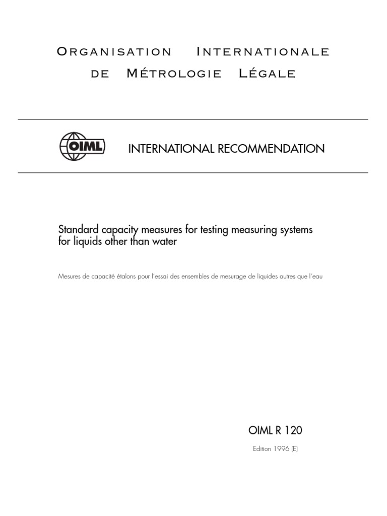 OIML R120 (Standard Capacity Measures For Testing Measuring Systems For ...