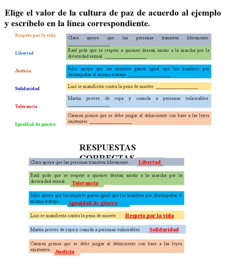 Valores de la Cultura de Paz | PDF