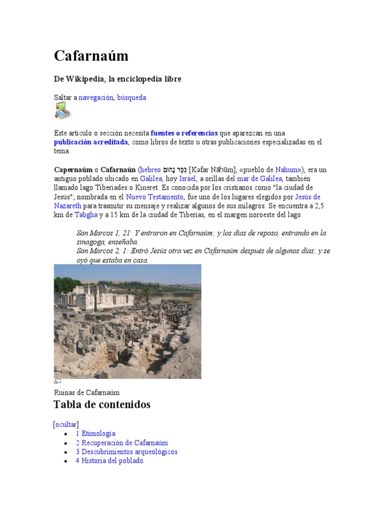 Una exploración de la antigua ciudad de Jesús, Cafarnaúm | PDF