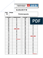 Gabarito com alternativas corretas para processo seletivo de fisioterapeuta