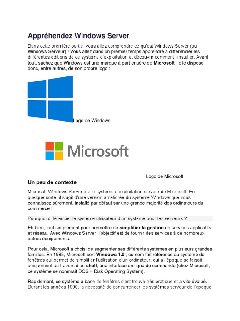 Guide Windows Server pour Entreprises | PDF | Microsoft Windows | Microsoft