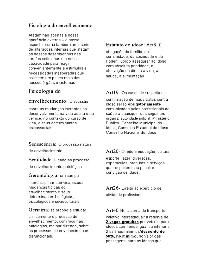 Fisiologia Do Envelhecimento | PDF | Envelhecimento | Terceira idade