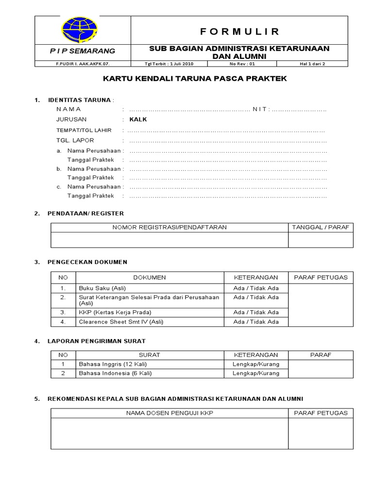 7c. Kartu Kendali KALK | PDF