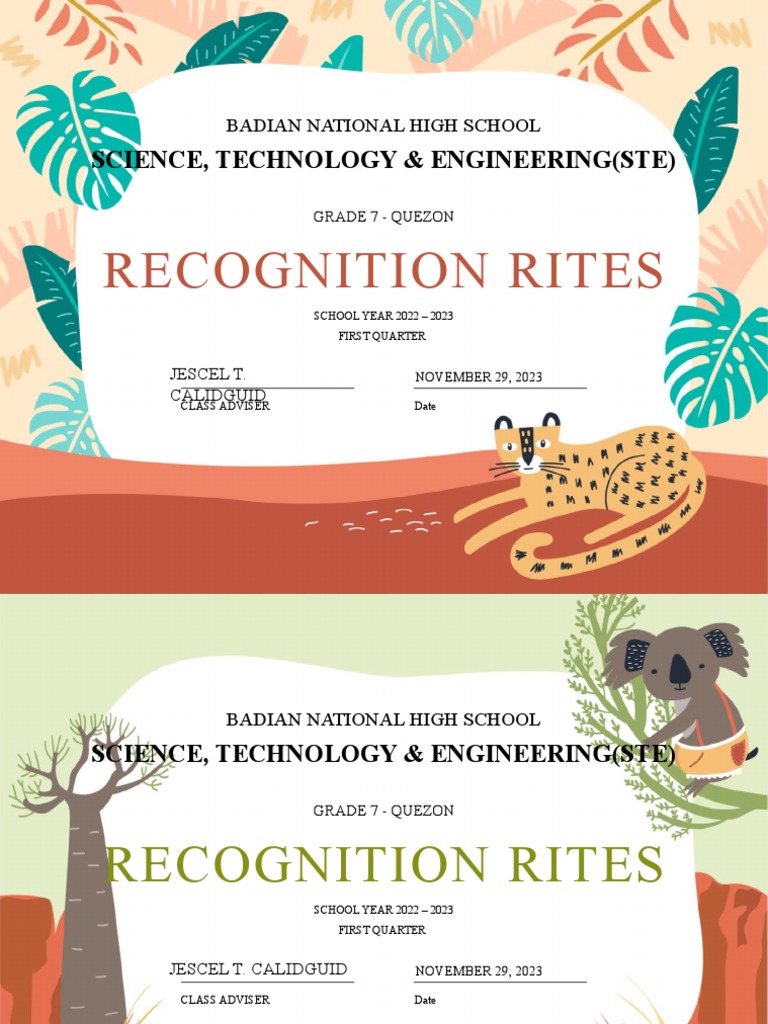 Grade 7 Recognition Rites 2023 | PDF