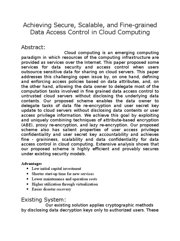 Secure Scalable Cloud Data Access | PDF | Key (Cryptography) | Cloud ...