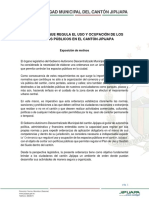 Ordenanza Que Regula El Uso y Ocupacion de Los Espacios Publicos en El Canton Jipijapa