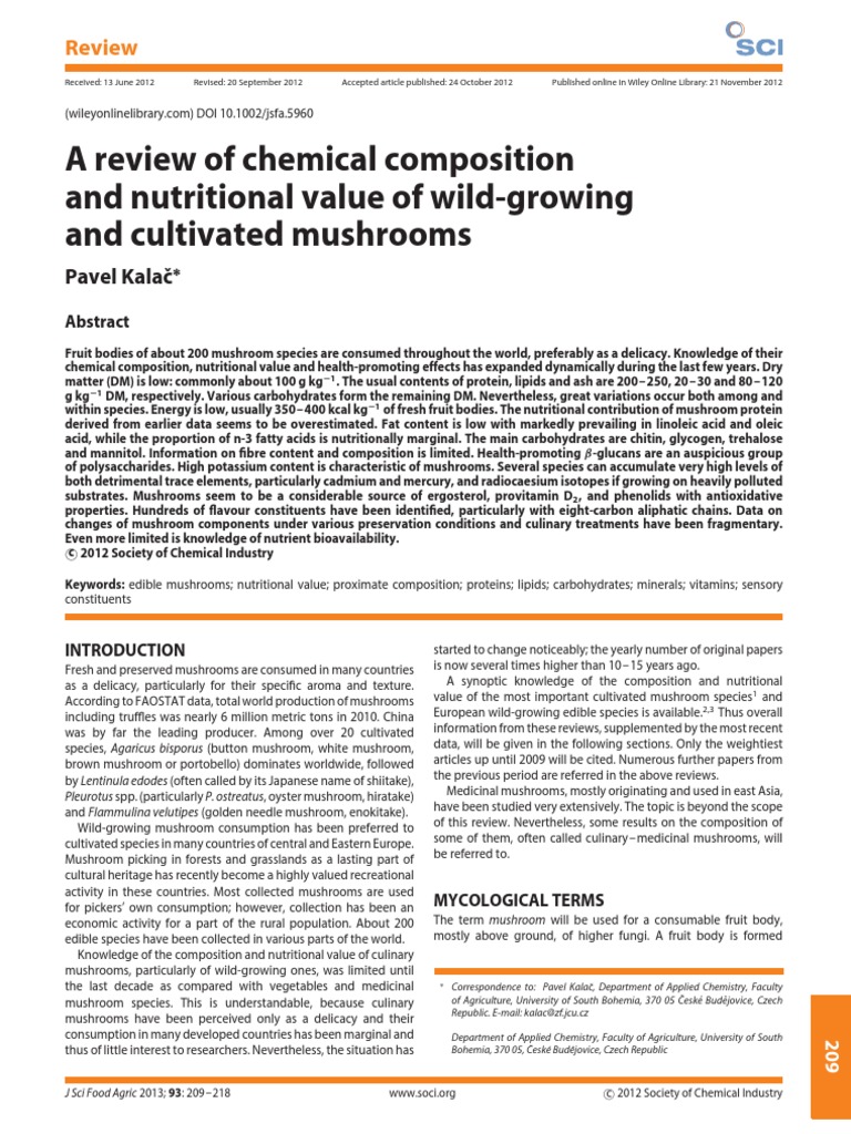 A Review of Chemical Composition PDF Edible Mushroom Carbohydrates