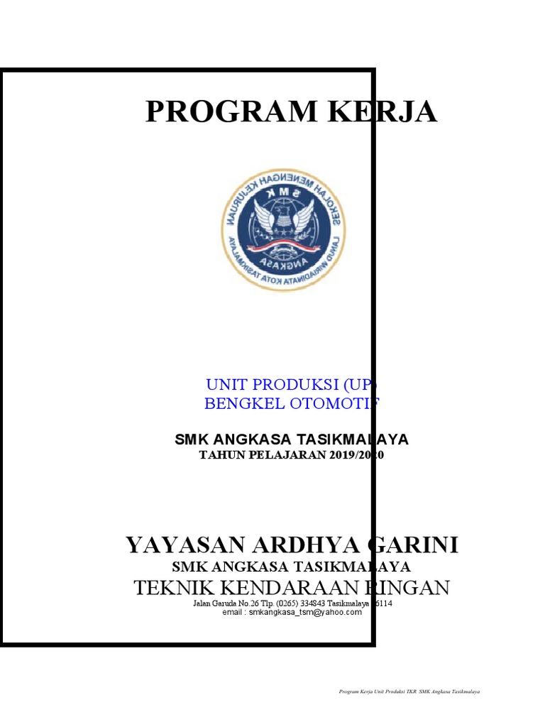 Program Kerja Unit Produksi TKR SMK Angkasa | PDF | Karier & Perkembangan
