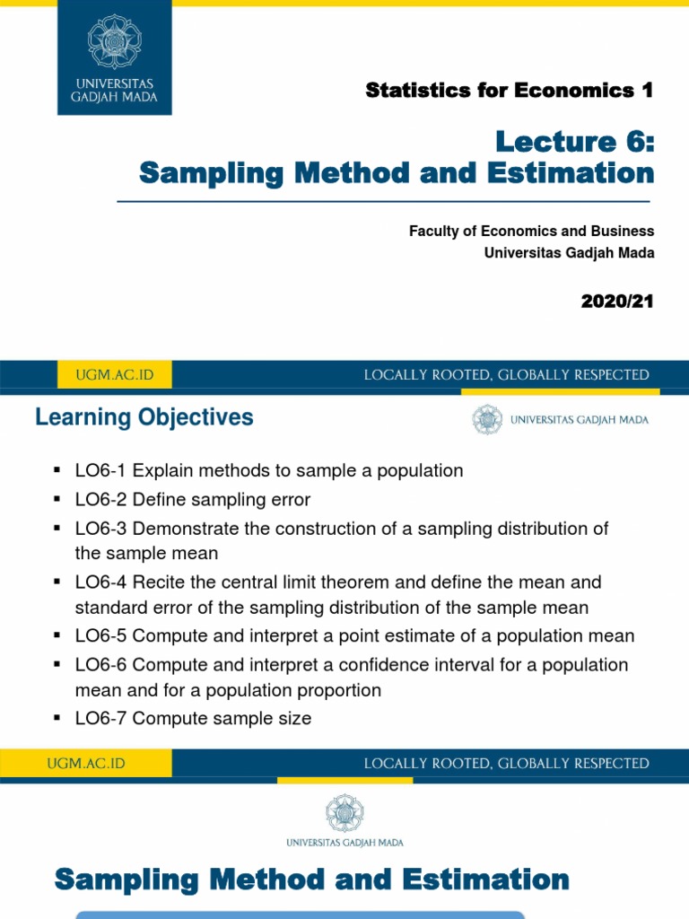 Sampling Method and Estimation: Statistics For Economics 1 | PDF ...
