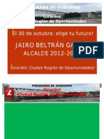 Plan de Gobierno Jairo Beltran Galvis - 2012 - 2015