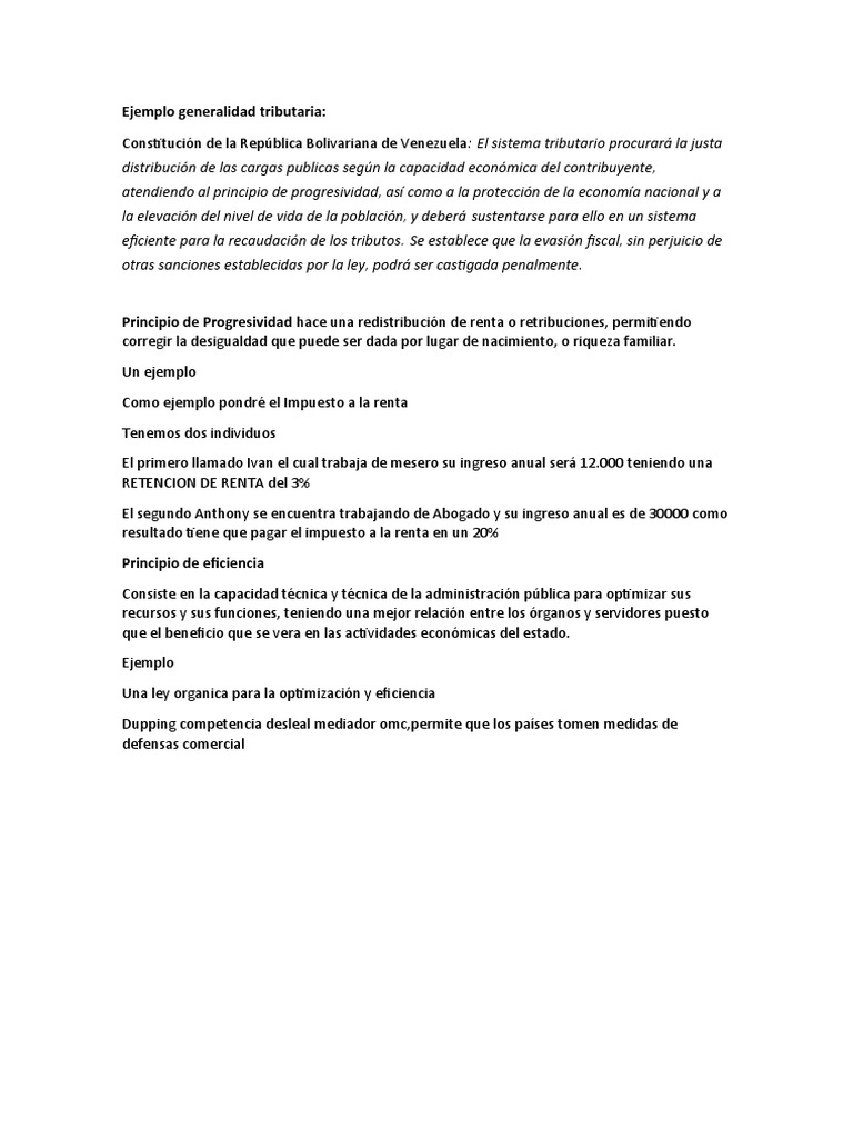 Ejemplo Generalidad Tributaria | PDF