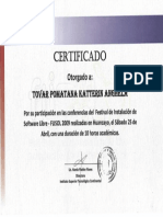 Certificado Por La Participacion en La Conferencia de Sofware Libre