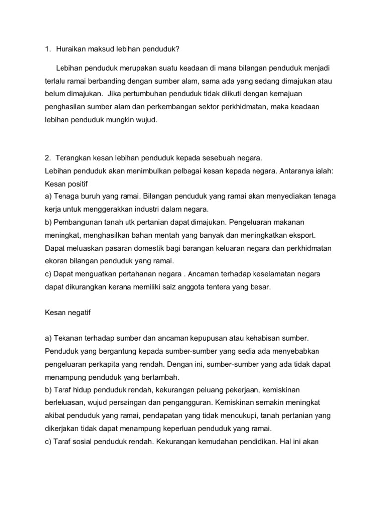 Maksud Lebihan Penduduk Pdf