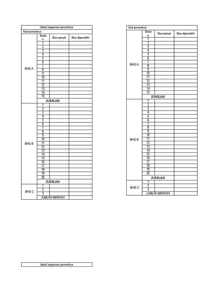 Kod Kertas RBT untuk Pemeriksa | PDF
