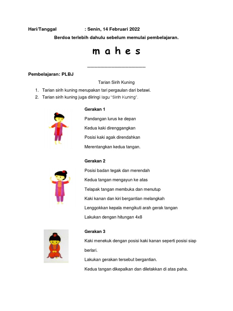 Gerakan Dasar Tarian Sirih Kuning | PDF