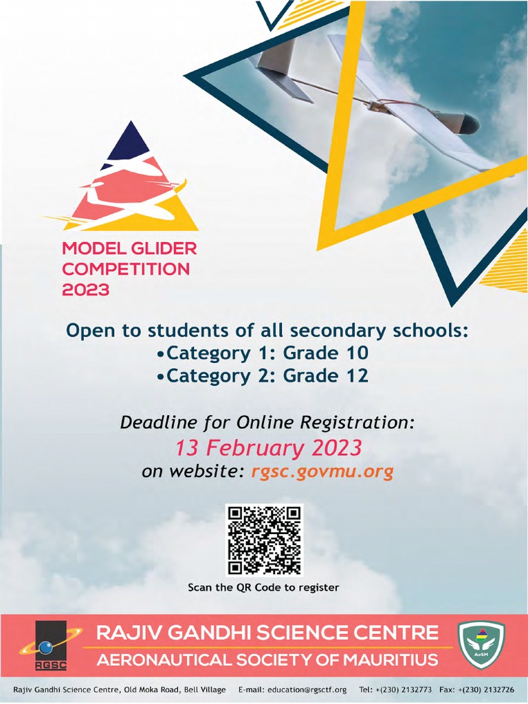 Model Glider Competition 2023 Downloadables PDF Wright Brothers