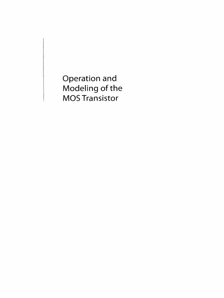 Operation and Modelling of The MOS Transistor PDF