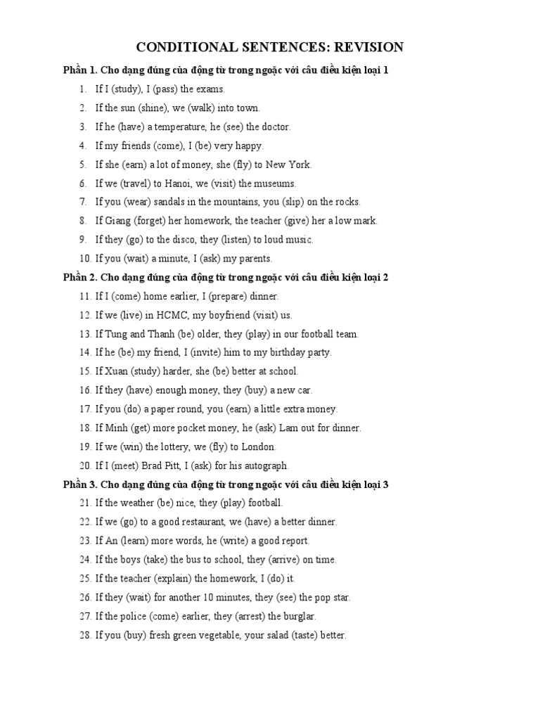 Conditional Sentences Practice | PDF