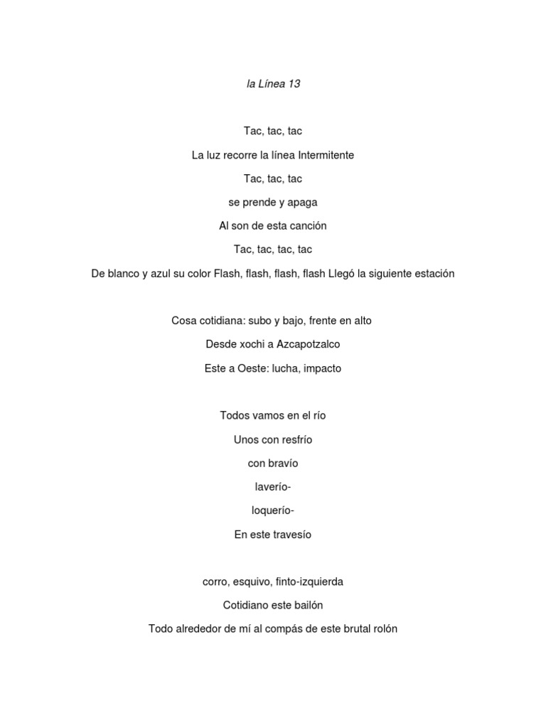 La Línea 13 (Canción) PDF