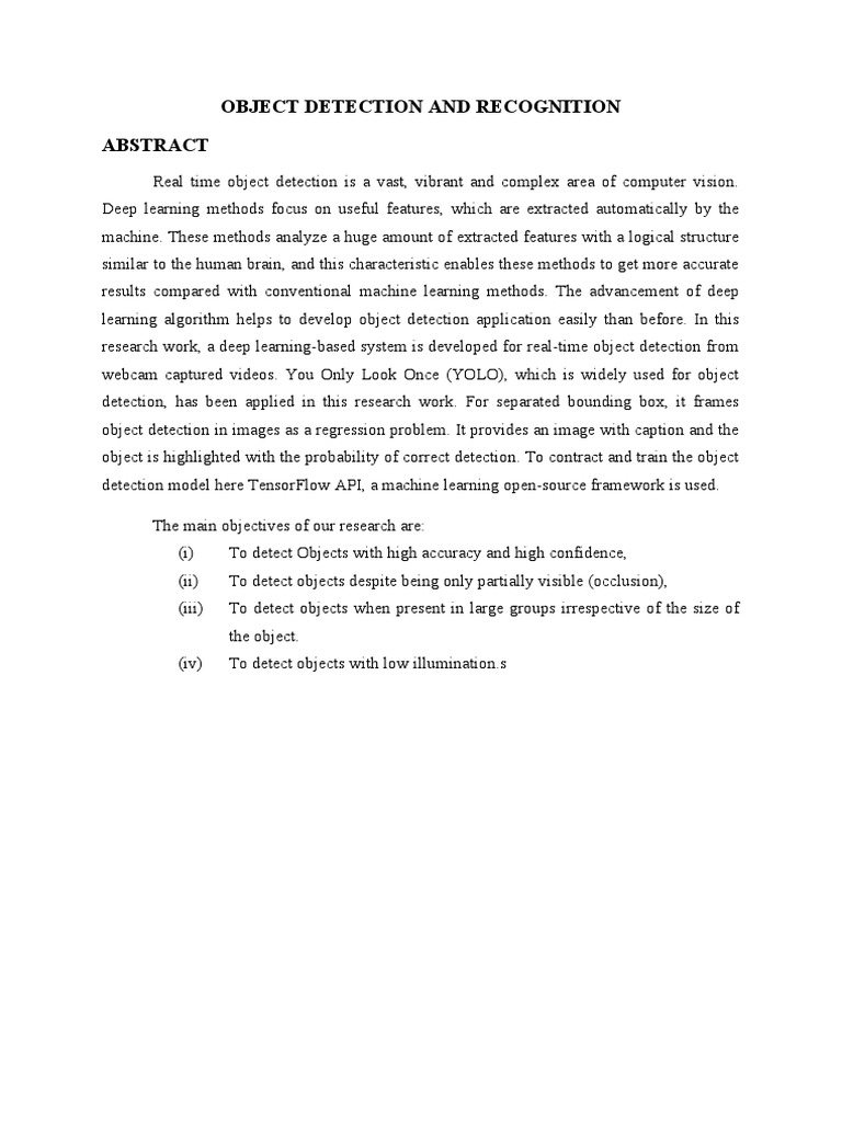 Object Detection and Recognition | PDF