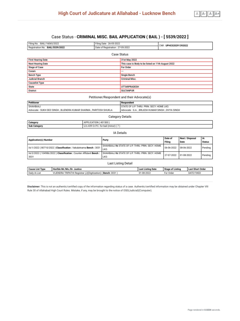 Case Status - Search by Case Filing Number | PDF | Bail | Courts