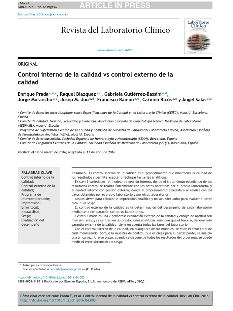 A2. Control Externo Versus Control Interno | PDF | Calidad (comercial ...