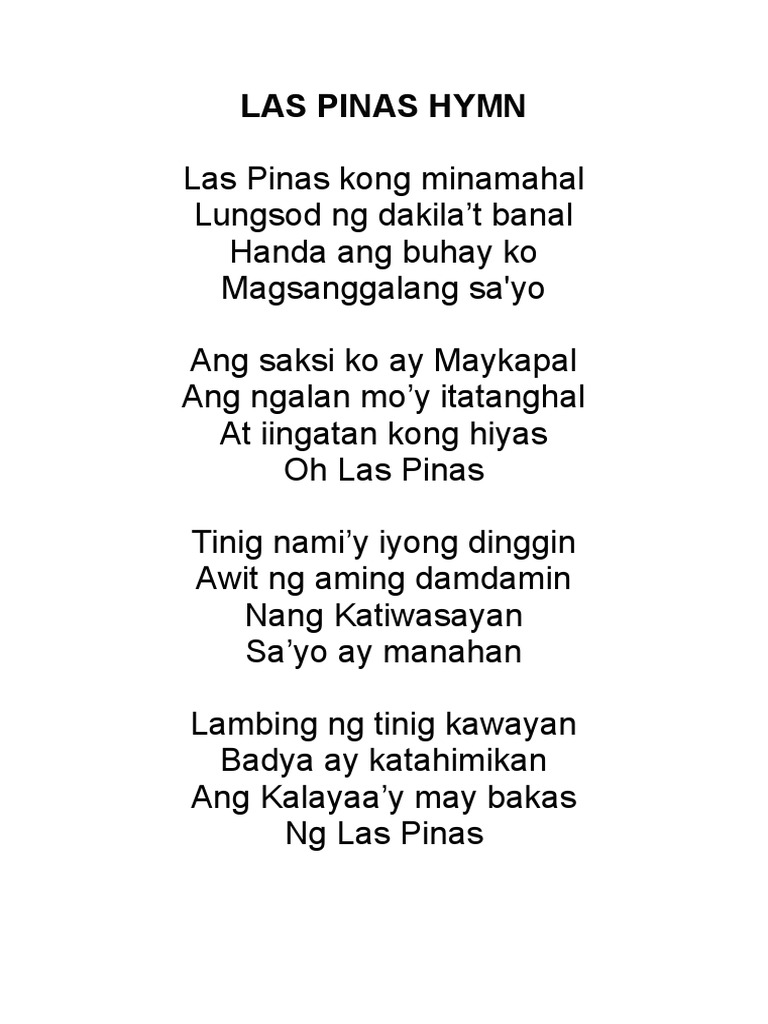 Las Pinas Hymn | PDF