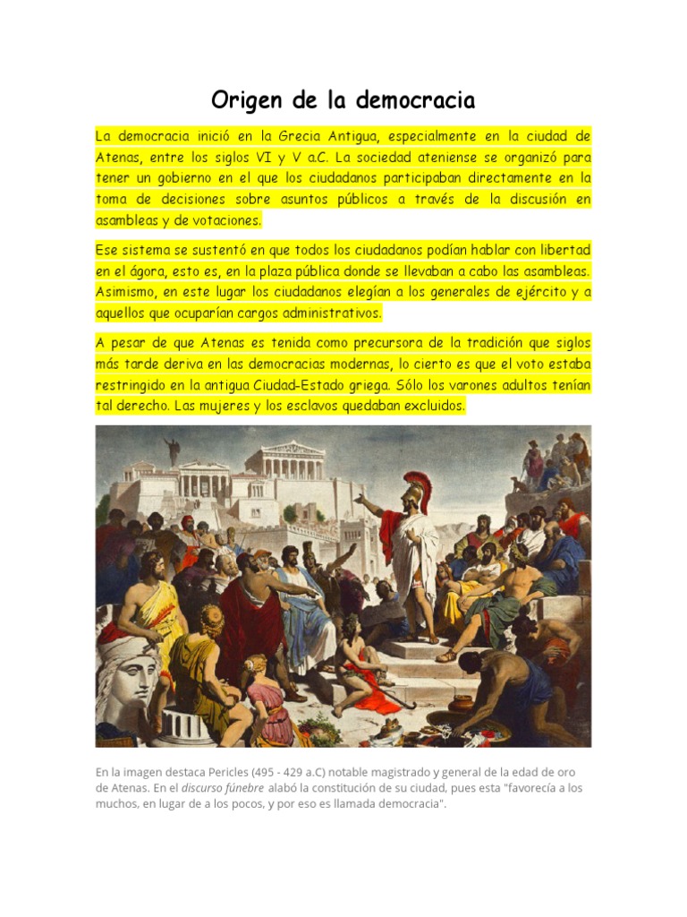 Origen de La Democracia | PDF | Ideologías políticas | Democracia