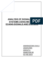 Analysis of Signals and Systems Using MATLAB