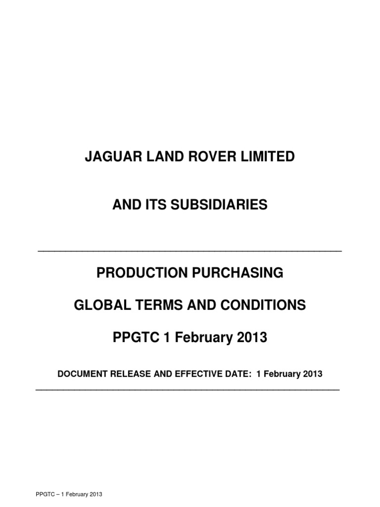 JLR Production Purchasing GT&Cs 01.02.2013 | PDF | Contractual Term ...