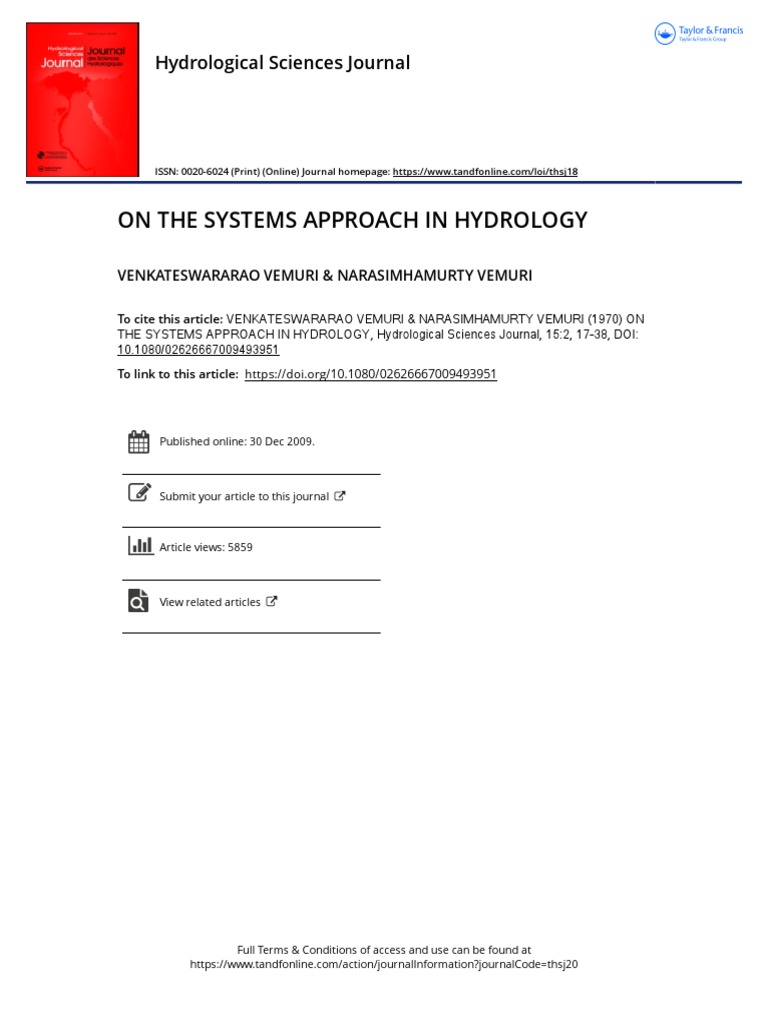 On The Systems Approach in Hydrology PDF Mathematical Optimization