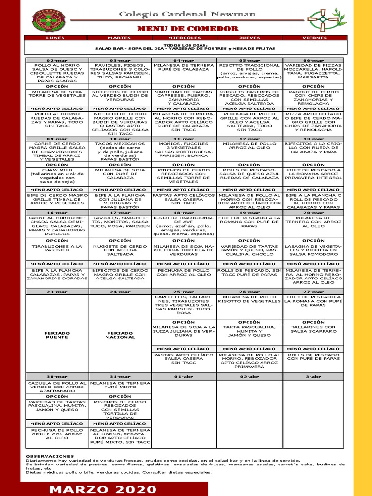 Menu Comedor | PDF | Alimentos | Cocina