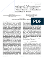 Factors Determining Learner's Performance Among Faith-Based and Secular Schools A Comparative Study of Selected Primary Schools in Muhoza Sector, Musanze District, Rwanda