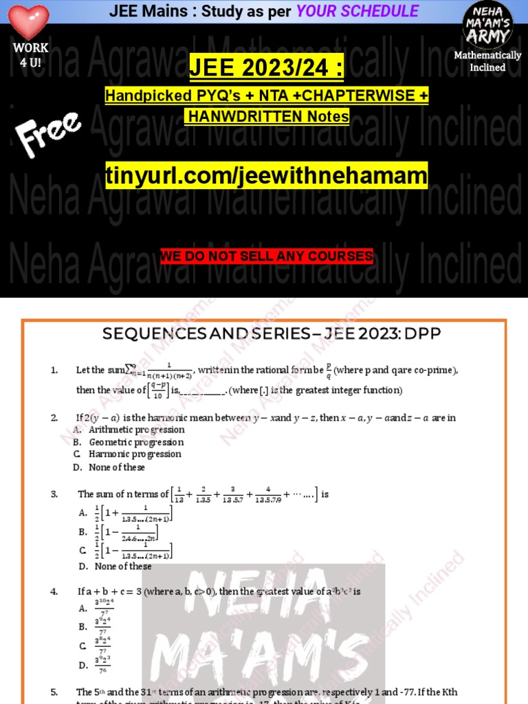 Sequence series dpp pdf mathematics mathematical analysis
