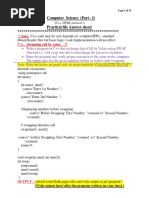 Computer Science (Part - I) Practical File Answer Sheet